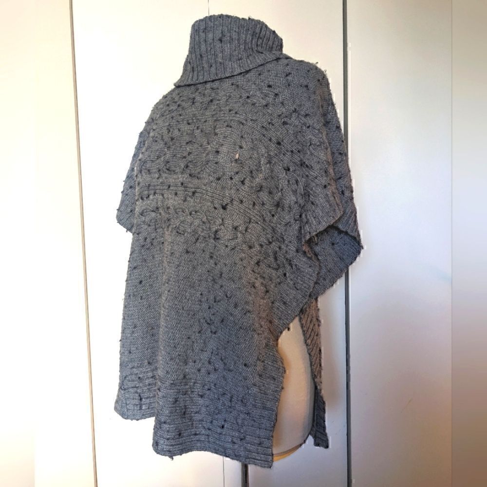 Long Tall Sally S Bobble Cable Knit Button Side Turtleneck Poncho